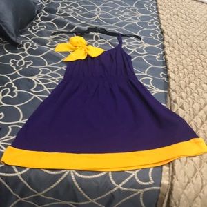 Gold and purple dress
